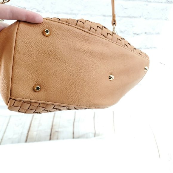 Cornelia Guest Womens Chestnut Braided Leather Convertible Handbag Purse - Picture 6 of 15